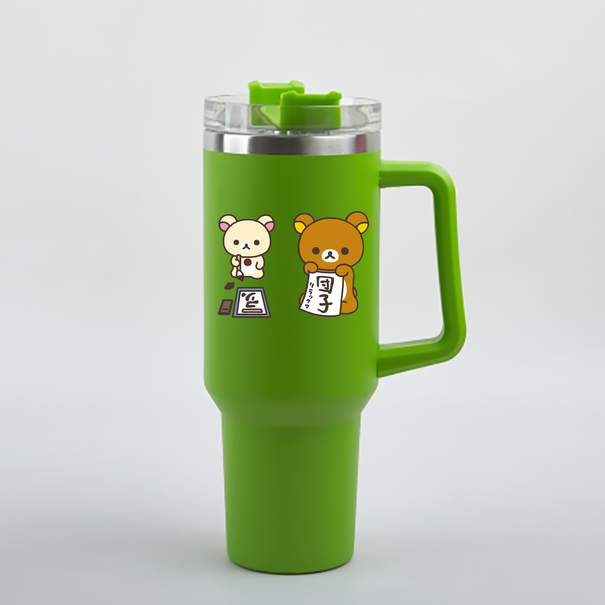 （画像用） リラックマ リラックマ キイロイトリ Rilakkuma Korilakkuma Kiiroitori 1200mL車用タンブラー - クリスタルステッカー（プラスチックストロー付き）